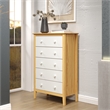 Pemberly Row Modern Solid Wood 5-Drawers Dresser in Natural with White Front