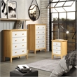Pemberly Row Modern Solid Wood 5-Drawers Dresser in Natural with White Front