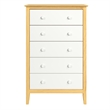Pemberly Row Modern Solid Wood 5-Drawers Dresser in Natural with White Front