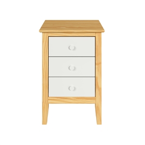 Pemberly Row Modern Solid Wood 3-Drawers End Table in Natural with White Front