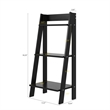 Pemberly Row Modern Solid Wood 3-Shelves Ladder Bookcase in Black