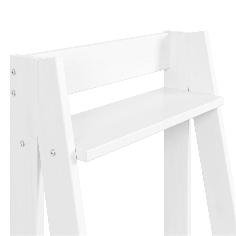 Pemberly Row Modern Solid Wood 3-Shelves Ladder Bookcase in White