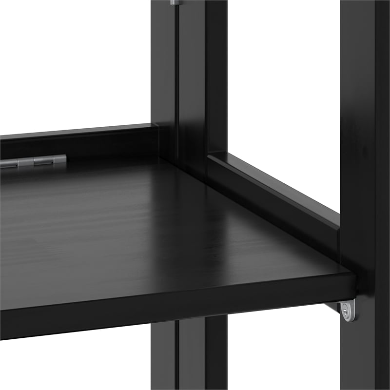 Pemberly Row Modern Solid Wood 3-Shelves Folding Bookcase in Black