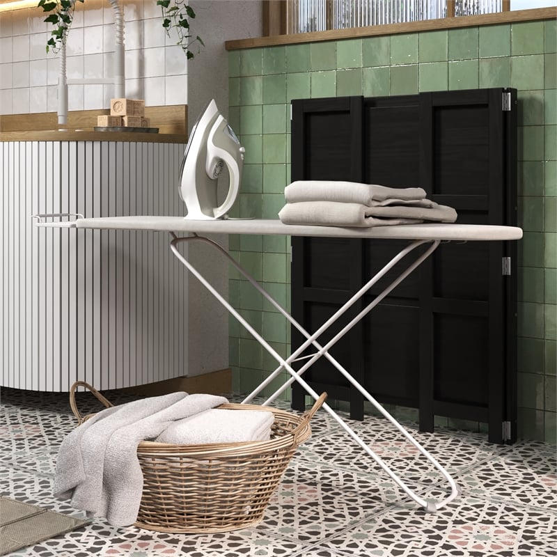 Pemberly Row Modern Solid Wood 3-Shelves Folding Bookcase in Black