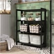 Pemberly Row Modern Solid Wood 3-Shelves Folding Bookcase in Black