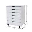 Pemberly Row Modern Solid Wood 6-Drawers Wide Roll Utility Cart in White