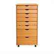 Pemberly Row Modern Hardwood 6+2 Drawers Wide Roll Utility Cart in Med Pine
