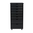 Pemberly Row Modern Solid Wood 6+2 Drawers Wide Roll Utility Cart in Black