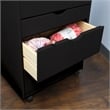 Pemberly Row Modern Solid Wood 6+2 Drawers Wide Roll Utility Cart in Black