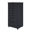 Pemberly Row Modern Solid Wood 6+2 Drawers Wide Roll Utility Cart in Black
