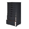Pemberly Row Modern Solid Wood 6+2 Drawers Wide Roll Utility Cart in Black