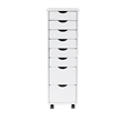 Pemberly Row Modern Hardwood 6+2 Drawers Roll Utility Cart in White