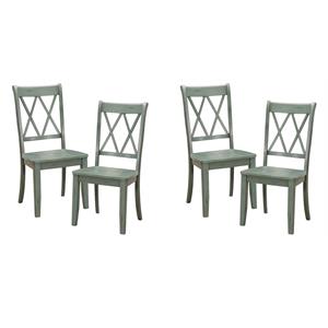 Pemberly Row Contemporary Wood Dining Room Side Chair in Teal (Set of 4)
