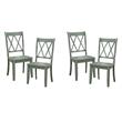 Pemberly Row Contemporary Wood Dining Room Side Chair in Teal (Set of 4)