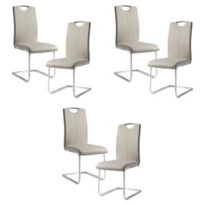 Pemberly Row 18.5&quot Faux Leather Dining Room Side Chair in Chrome (Set of 6)