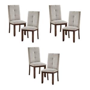 Pemberly Row 19&quot Fabric Dining Room Side Chair in Cherry (Set of 6)