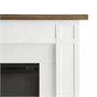 Pemberly Row Solid Wood and Glass Landscape Electric Fireplace in White & Brown
