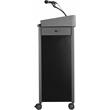 Pemberly Row Metal Lectern with Tie Clip/Lavalier Mic in Charcoal