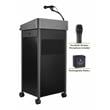 Pemberly Row Metal Lectern with Sound and Handheld Mic in Charcoal