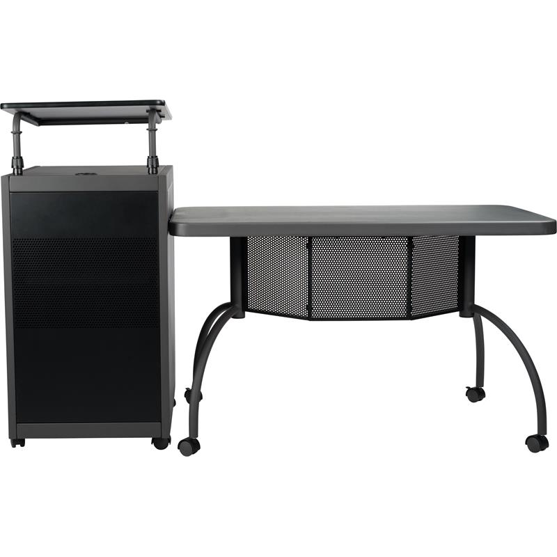 Pemberly Row Metal Teacher's WorkPod Desk and Lectern Kit in Charcoal