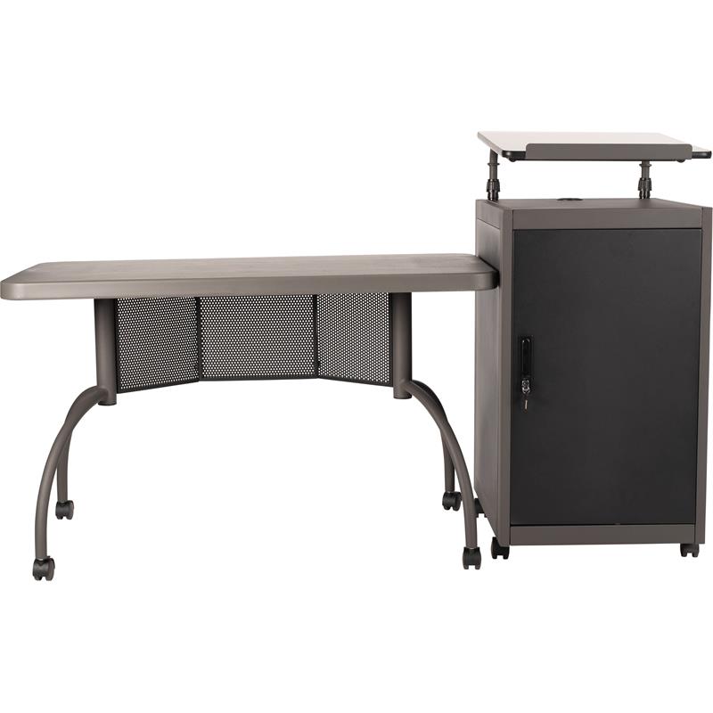 Pemberly Row Metal Teacher's WorkPod Desk and Lectern Kit in Charcoal