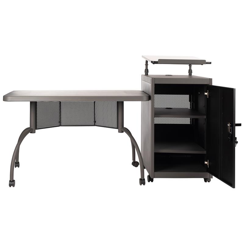 Pemberly Row Metal Teacher's WorkPod Desk and Lectern Kit in Charcoal