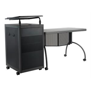 Pemberly Row Metal Teacher's WorkPod Desk and Lectern Kit in Charcoal
