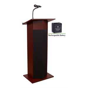 Pemberly Row Wood Power Plus Lectern and Rechargeable Battery in Mahogany