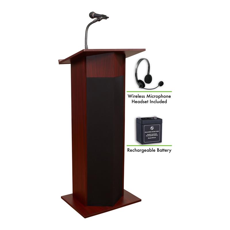 Pemberly Row Wood Power Plus Lectern and Battery in Mahogany