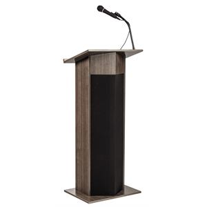 Pemberly Row 46&quot Wood Power Plus Lectern and Rechargeable Battery in Brown