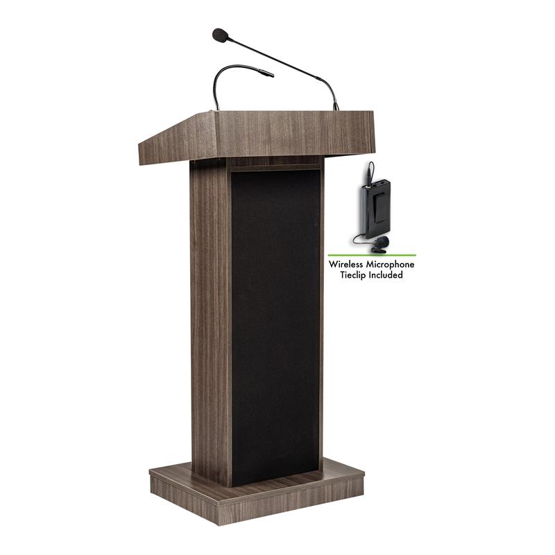 Pemberly Row Lectern with Wireless Tie Clip in Ribbonwood Brown