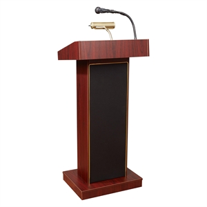 Pemberly Row Contemporary 46&quot Wood Lectern in Mahogany Finish