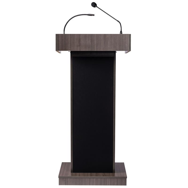 Pemberly Row Contemporary Wood Lectern in Ribbonwood Brown Finish