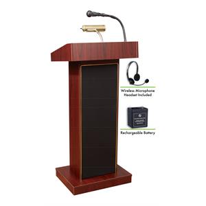 Pemberly Row Contemporary 46&quot Wood Lectern and Battery in Mahogany
