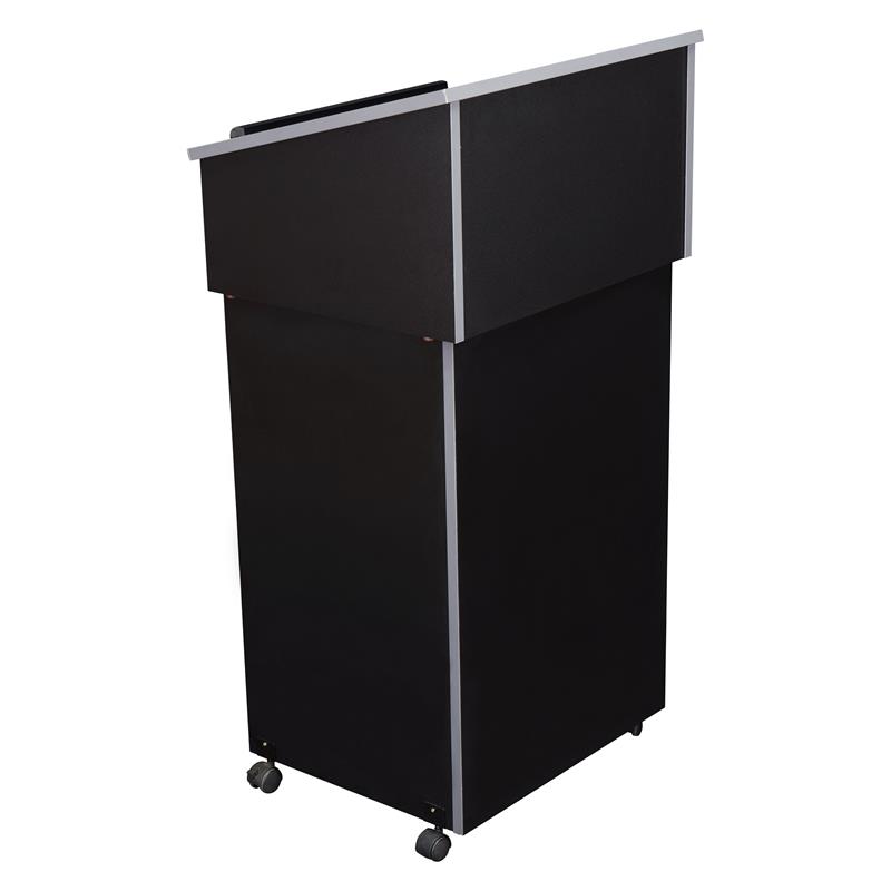 Pemberly Row Wood Tabletop Lectern with AV Cart/Lectern Base in Black