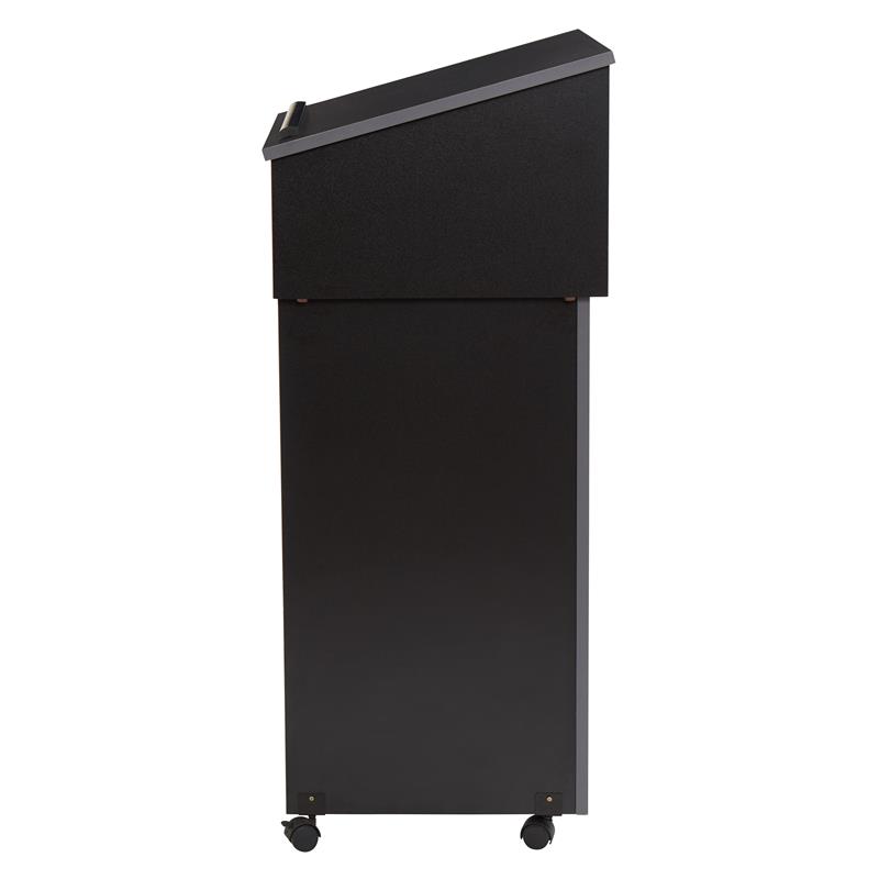 Pemberly Row Wood Tabletop Lectern with AV Cart/Lectern Base in Black