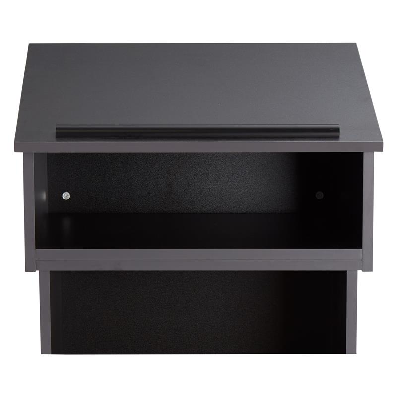 Pemberly Row Wood Tabletop Lectern with AV Cart/Lectern Base in Black