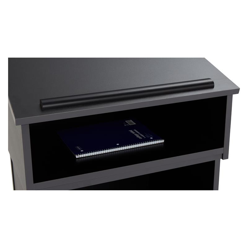 Pemberly Row Wood Tabletop Lectern with AV Cart/Lectern Base in Black