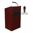 Pemberly Row Contemporary Lectern with Wireless Handheld Mic in Mahogany