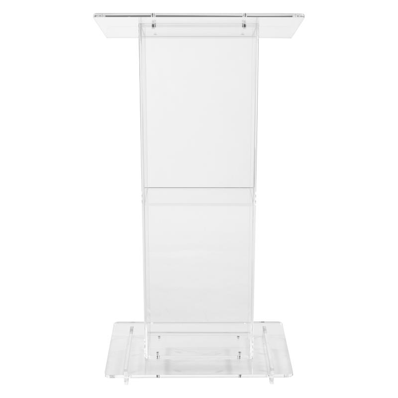 Pemberly Row Modern Acrylic Plastic Lectern with Shelf in Clear