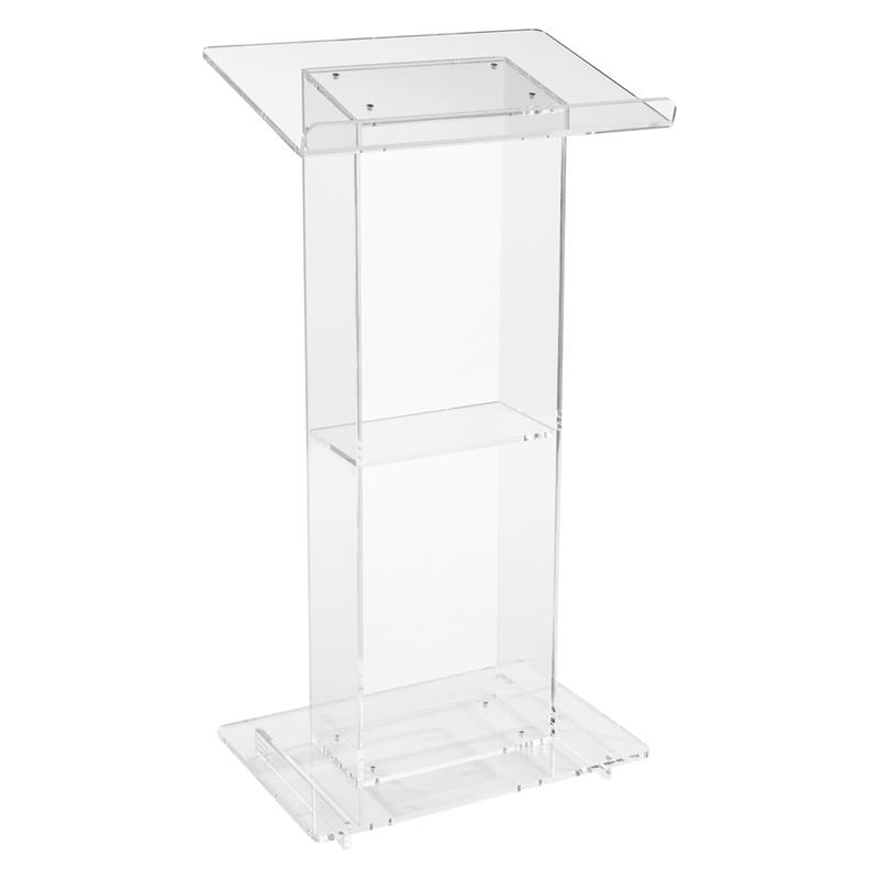 Pemberly Row Modern Acrylic Plastic Lectern with Shelf in Clear