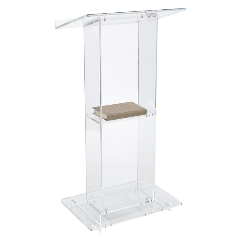 Pemberly Row Modern Acrylic Plastic Lectern with Shelf in Clear
