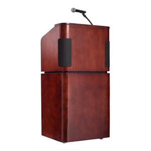 Pemberly Row Veneer Tabletop and Base Combo Sound Lectern in Mahogany