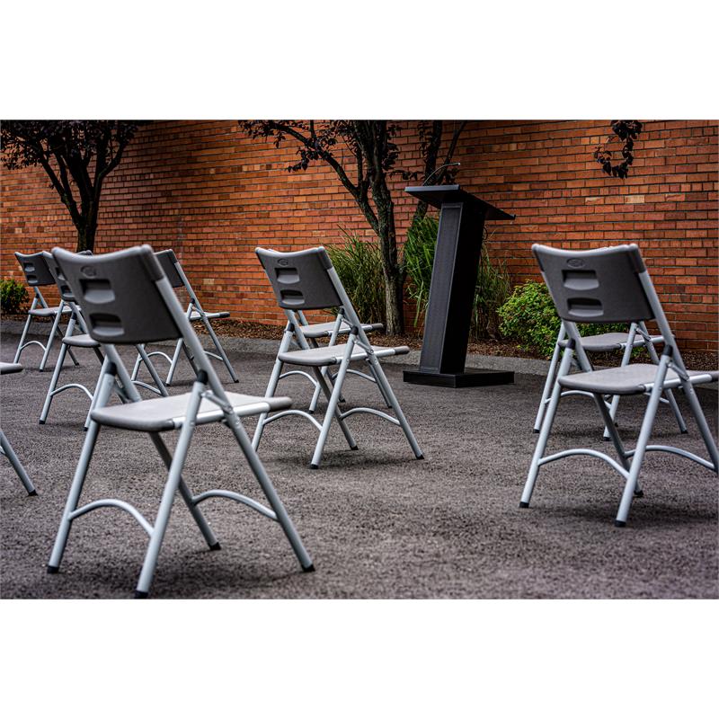 Pemberly Row Contemporary Wood Lectern with Speaker in Black