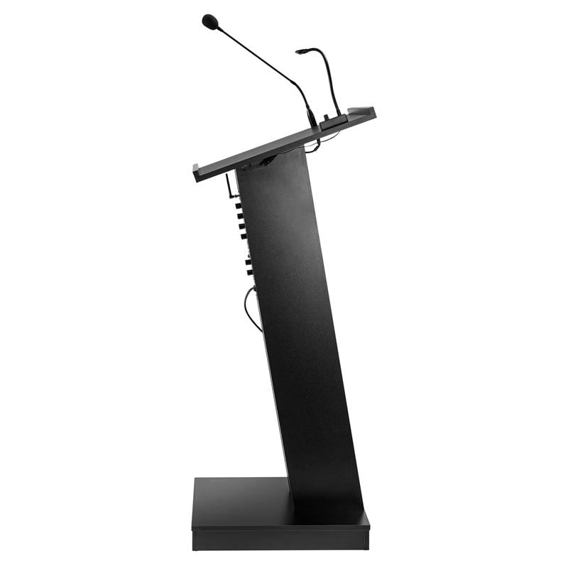 Pemberly Row Contemporary Wood Lectern with Speaker in Black