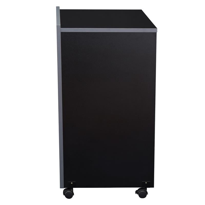 Pemberly Row Contemporary Wood AV Cart/Lectern Base in Black