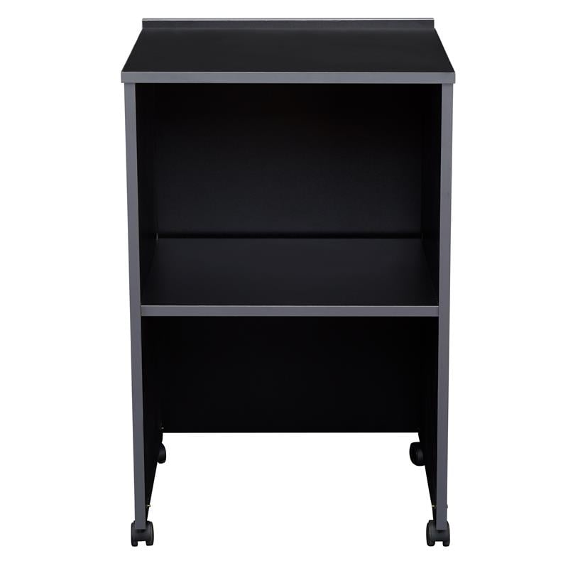 Pemberly Row Contemporary Wood AV Cart/Lectern Base in Black