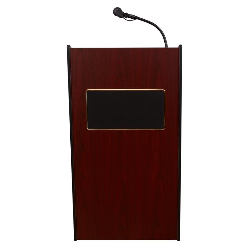 Pemberly Row Contemporary 50W Wood Sound Lectern in Mahogany