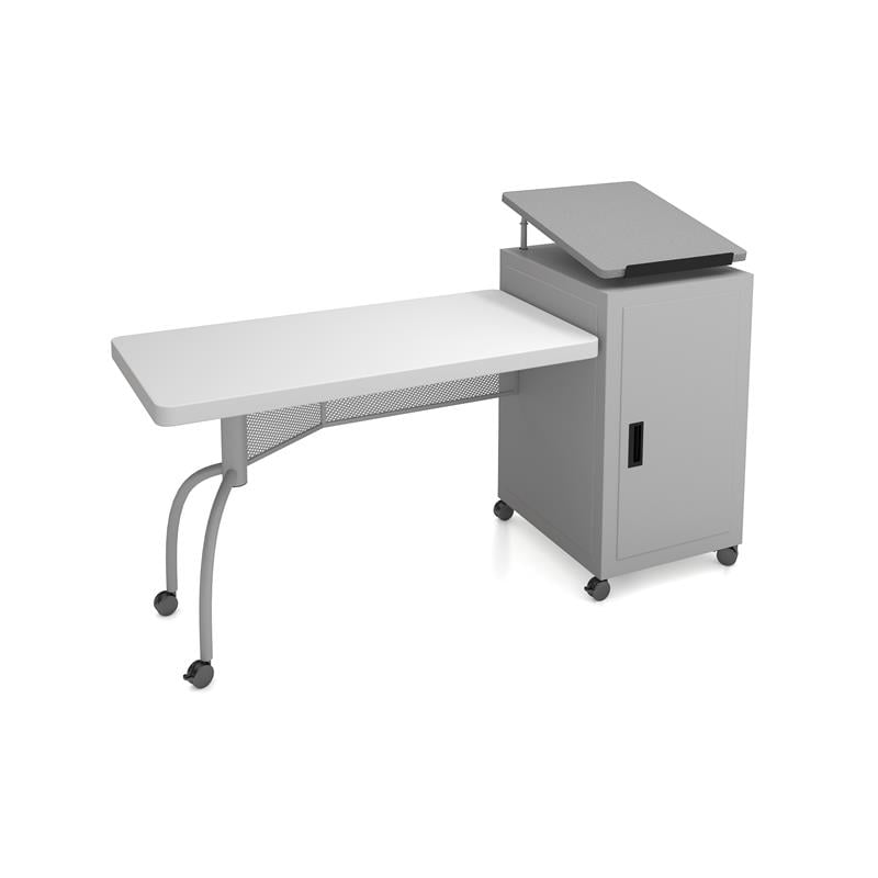 Pemberly Row Contemporary Metal Teacher's Desk and Lectern Combo in Gray