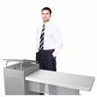 Pemberly Row Contemporary Metal Teacher's Desk and Lectern Combo in Gray